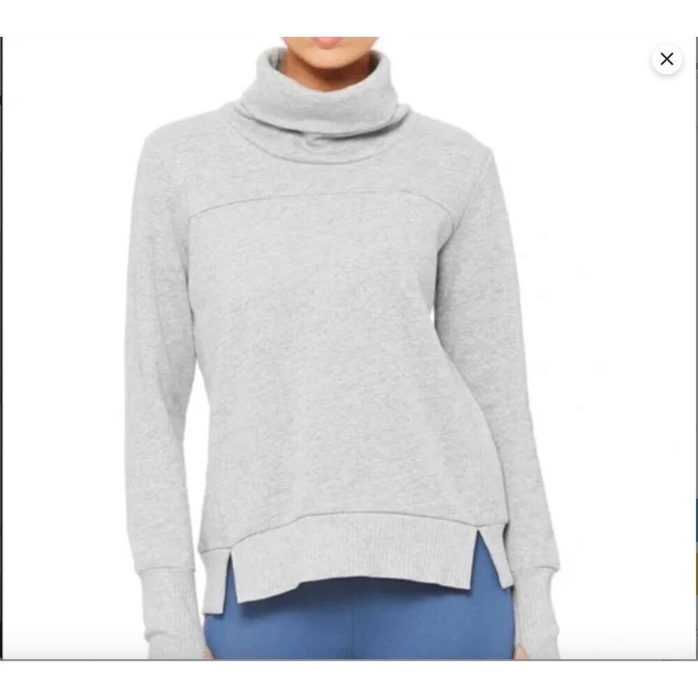 alo yoga haze athletic heather  gray funnel neck sweater XS